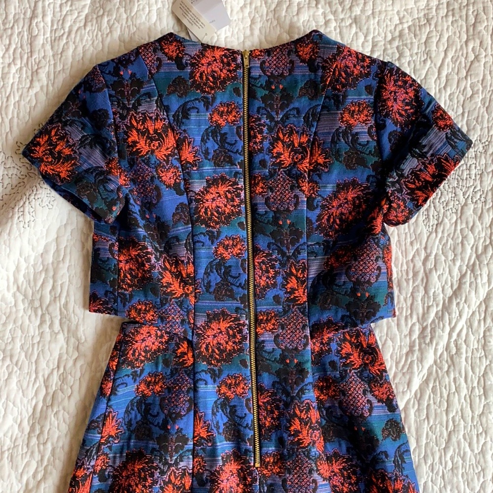 New Topshop Navy Floral Cutout Dress Petite 0